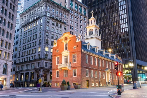 a photograph of the old state house in boston massachusetts