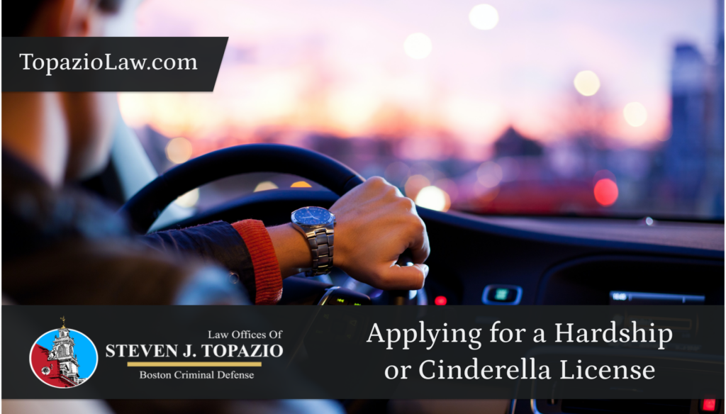 image of someone driving with the text 'applying for a hardship or cinderella license' 